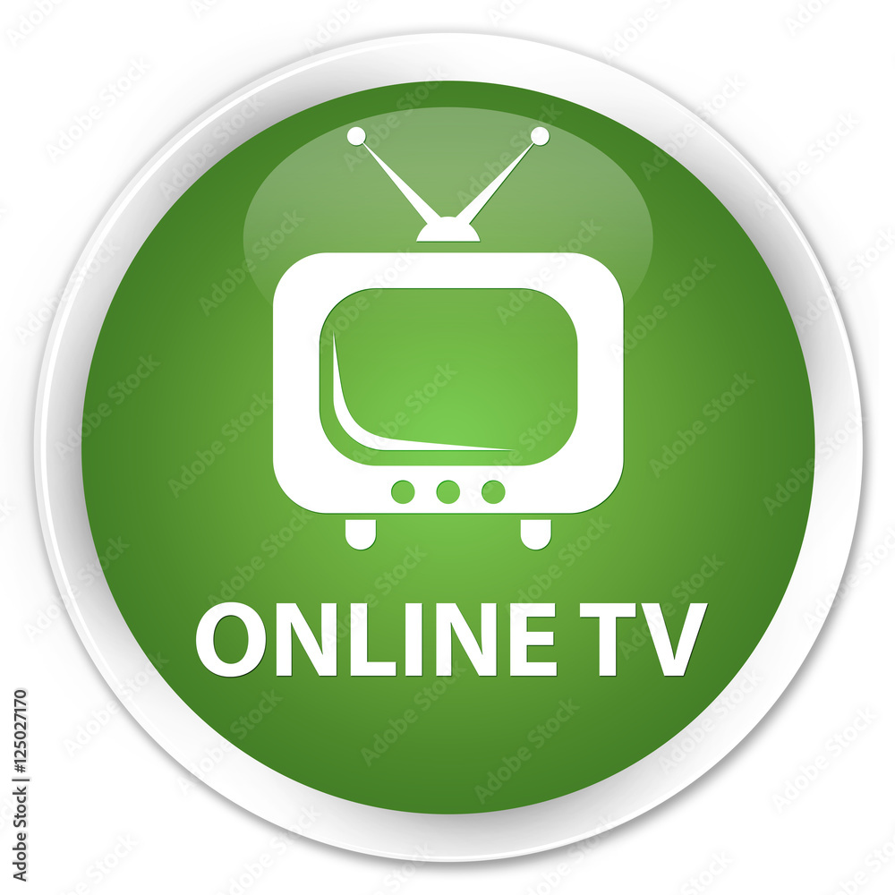 Online tv soft green glossy round button Online tv soft green glossy round button