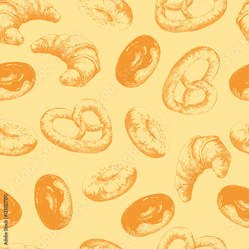 Pastries seamless pattern. Vector illustration