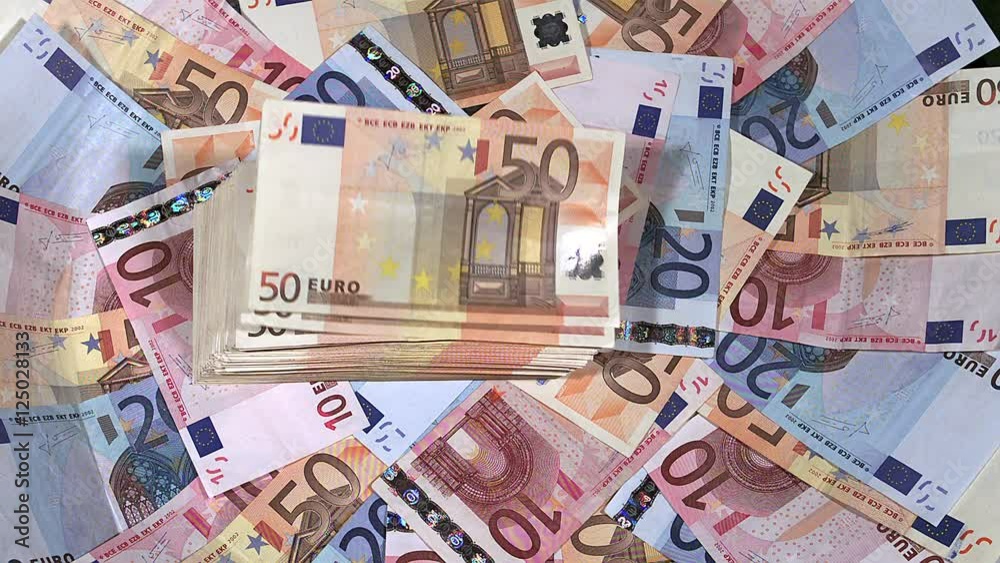 Euros Bills Falling, Slow motion Euros Bills Falling, Slow motion