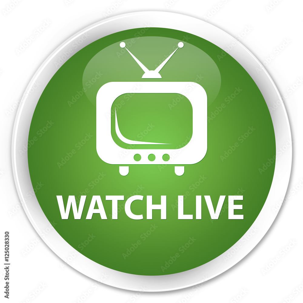 Watch live soft green glossy round button Watch live soft green glossy round button
