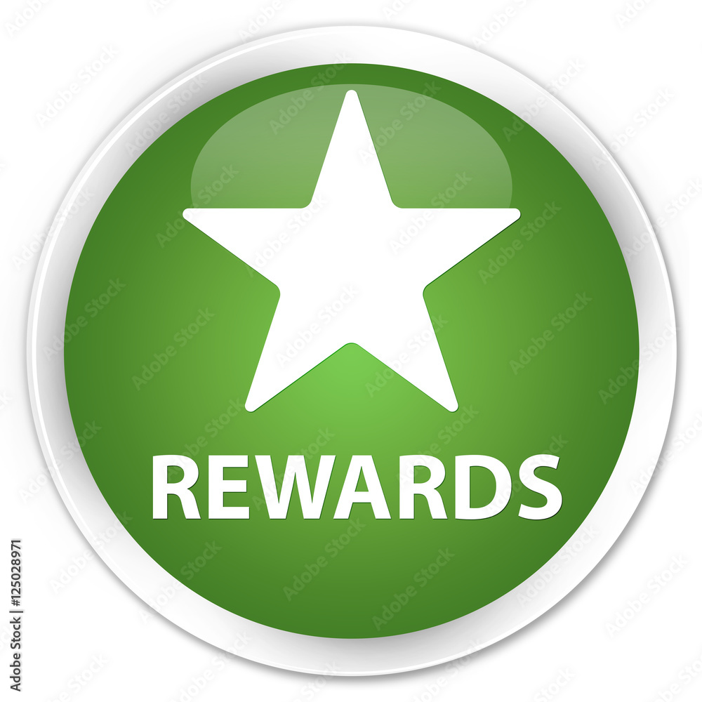 Rewards (star icon) soft green glossy round button Rewards (star icon) soft green glossy round button