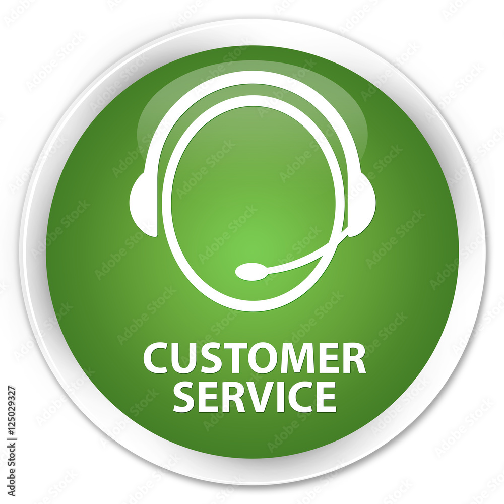 Customer service (customer care icon) soft green glossy round bu Customer service (customer care icon) soft green glossy round bu