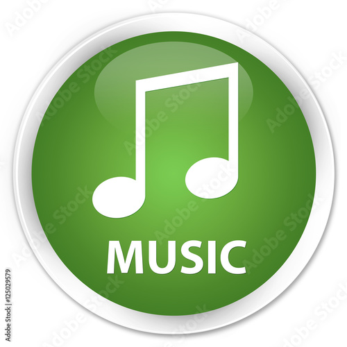 Music (tune icon) soft green glossy round button