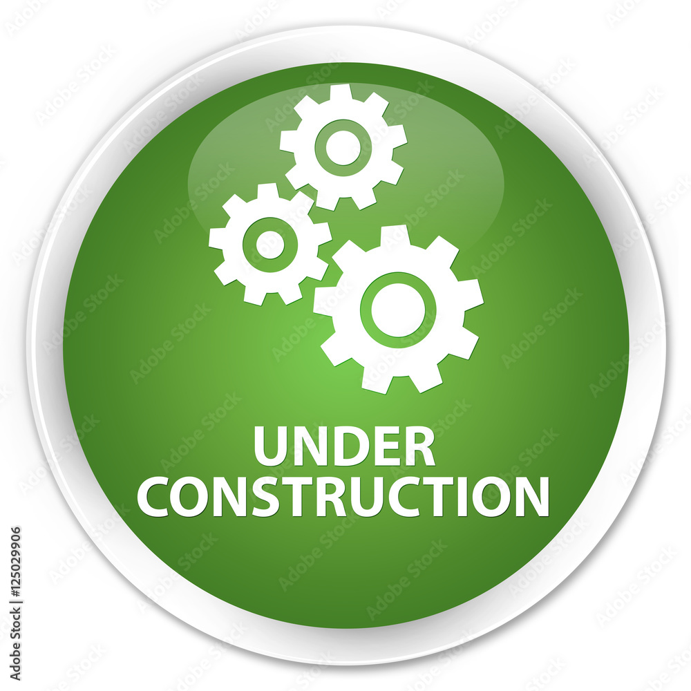 Under construction (gears icon) soft green glossy round button Under construction (gears icon) soft green glossy round button