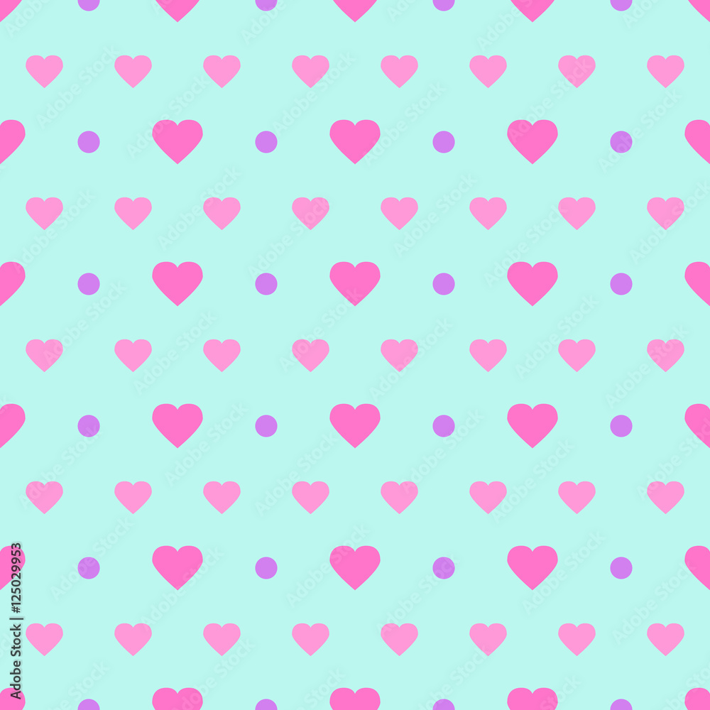 Polka Dot & Heart, Seamless background with abstract hearts