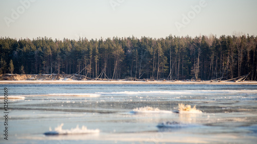 frozen beach view by the baltic sea