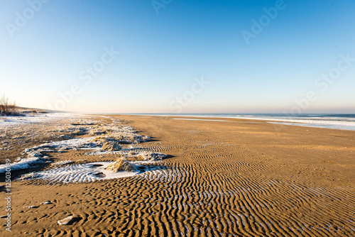 frozen beach view by the baltic sea