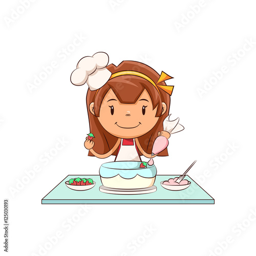 Girl cake decorating