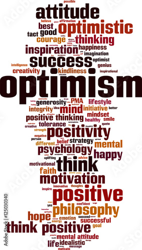 Optimism word cloud concept. Vector illustration