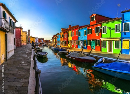 Italy beauty, morning atmosphere of canal street on Burano island, Venice , Venezia