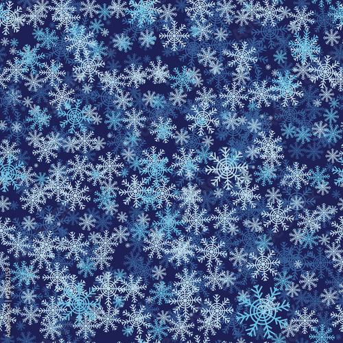 Seamless winter snowflakes background.