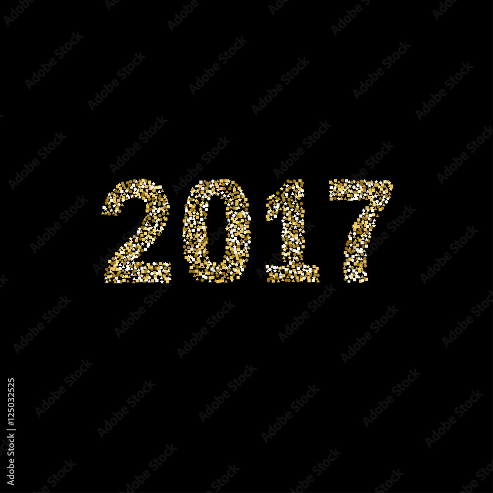 New Year, gold star glitter text on a black background in 2017. an object. for registration of congratulations, cards, banners Happy New Year, Merry Christmas. vector illustration. New Year, gold star glitter text on a black background in 2017. an object. for registration of congratulations, cards, banners Happy New Year, Merry Christmas. vector illustration.