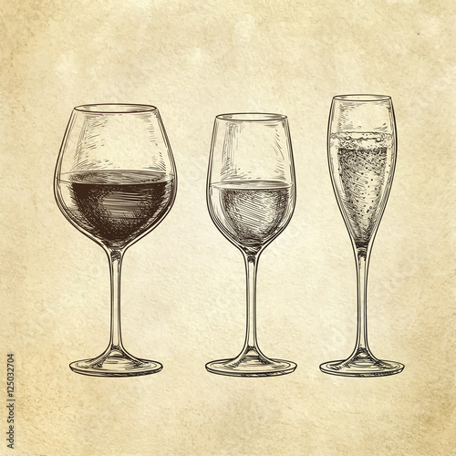 Set of wine glasses.