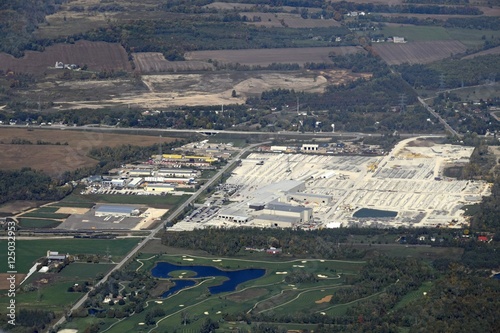 aerial view of the Utopia industrial area near Barrie, Ontario, Canada 