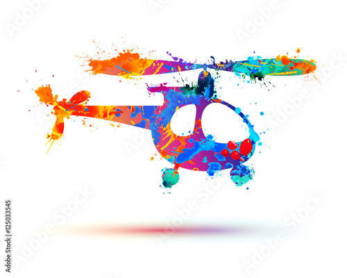 helicopter vector sign. Splash paint