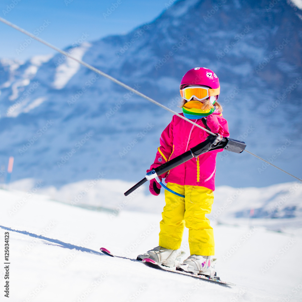 Child on ski lift