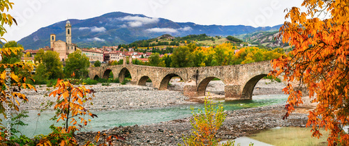 Bobbio - beautiful ancient town with impressive roman bridge, Italy photo