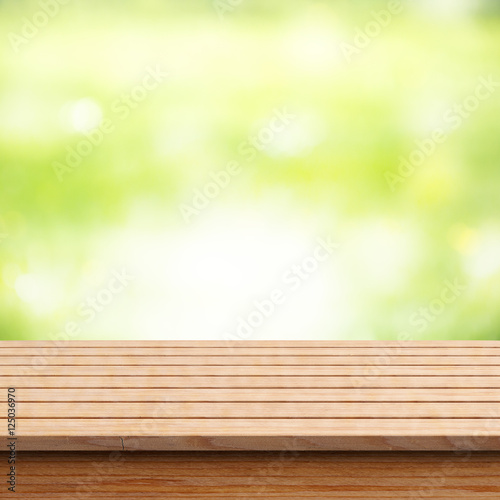 Wooden tabletop with blurred background, 3d-illustration