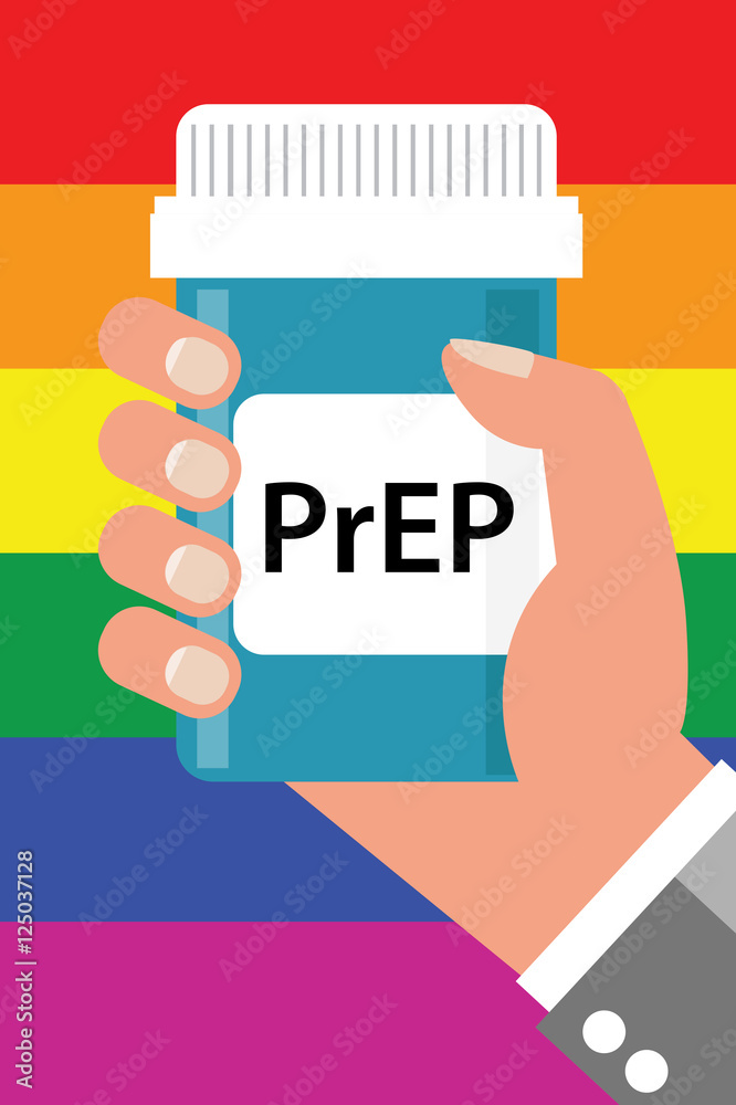 Pill Bottle over Gay Flag with label Pill Bottle over Gay Flag with label