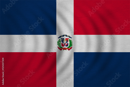 Dominican Republic flag wavy, real fabric texture