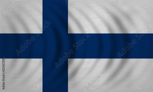 Flag of Finland wavy, real detailed fabric texture