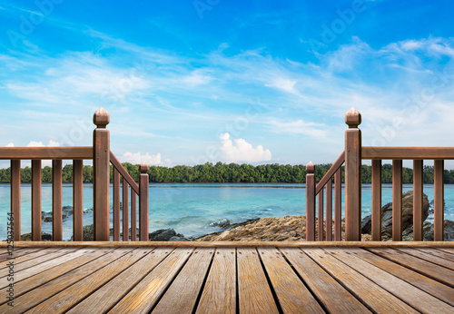 Wooden porch at beach