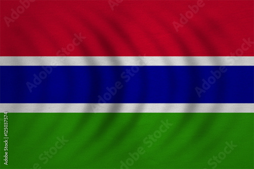 Flag of the Gambia wavy, detailed fabric texture © 12ee12