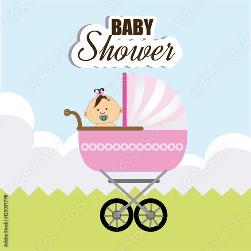 Baby shower design over landscape background,vector illustration