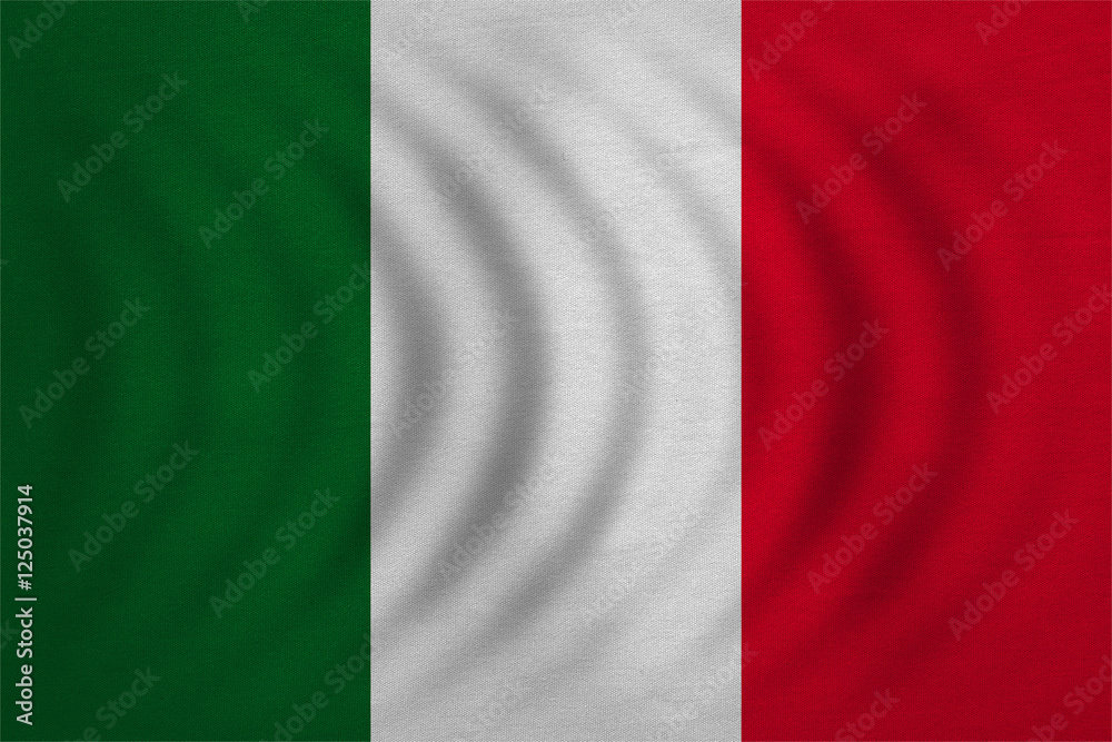 Flag of Italy wavy, real detailed fabric texture