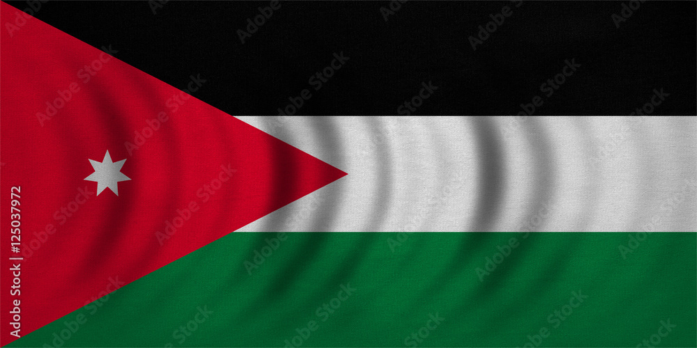 Flag of Jordan wavy, real detailed fabric texture Flag of Jordan wavy, real detailed fabric texture