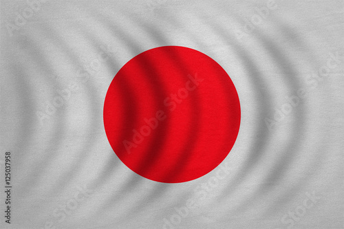 Flag of Japan wavy, real detailed fabric texture