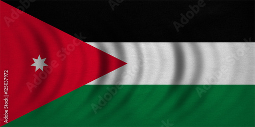 Flag of Jordan wavy, real detailed fabric texture