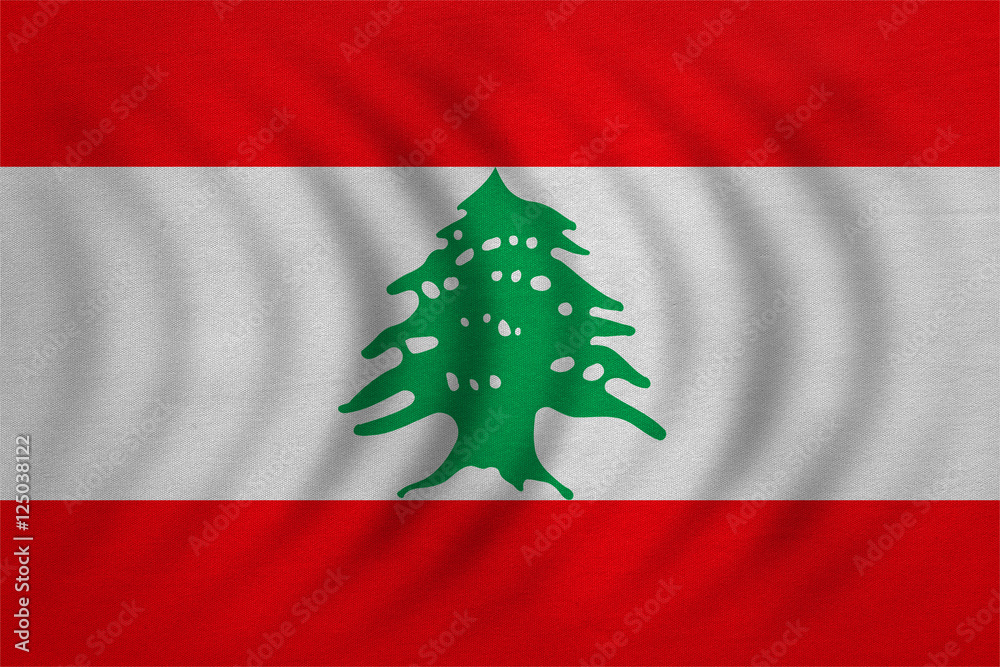 Flag of Lebanon wavy, real detailed fabric texture Flag of Lebanon wavy, real detailed fabric texture