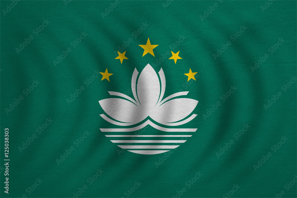 Flag of Macau wavy, real detailed fabric texture Flag of Macau wavy, real detailed fabric texture