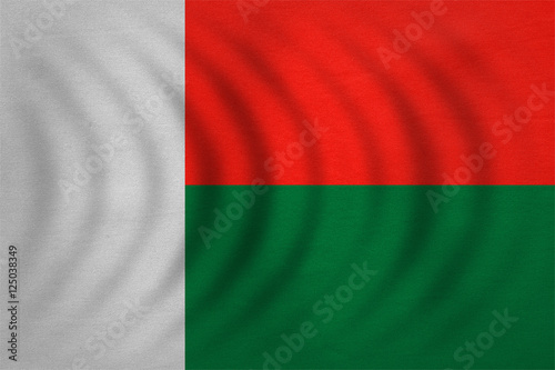 Flag of Madagascar wavy  detailed fabric texture