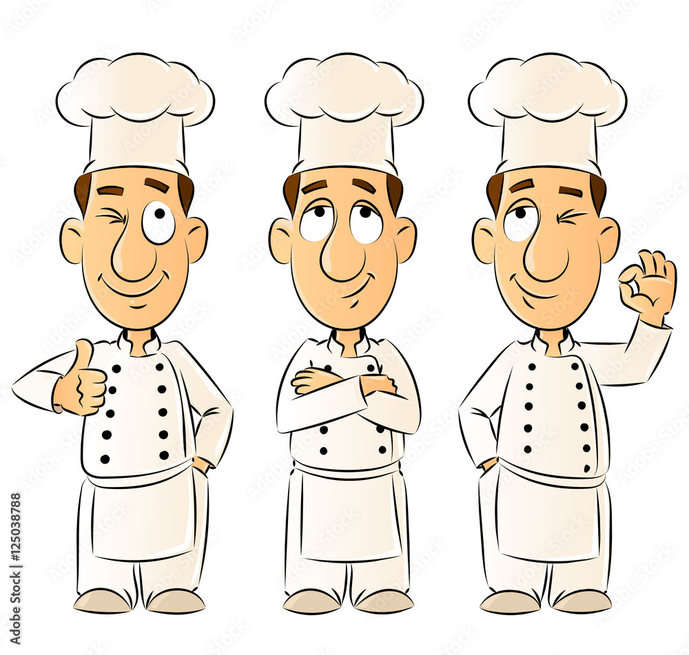 Naughty cartoon cook. Gestures and emotions. From a large series of images. Naughty cartoon cook. Gestures and emotions. From a large series of images.