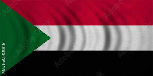 Flag of Sudan wavy, real detailed fabric texture