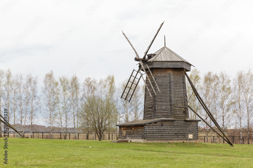 Old wooden windmill of the 18th century in Suzdal