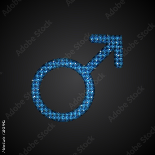 Gender Men Blue Sequins Vector Icon.