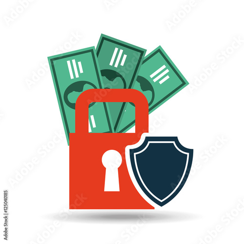 insurance protection security money bill dollar design vector illustration