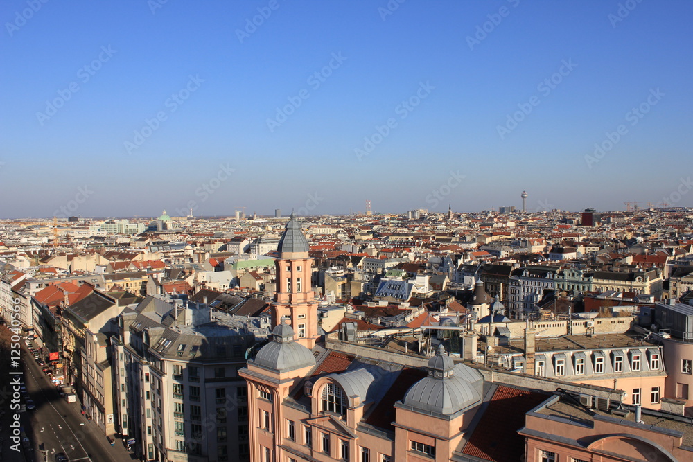 Blick über Wien vom Flakturm in Mariahilf Richtung Osten aufgenommen im März 2012