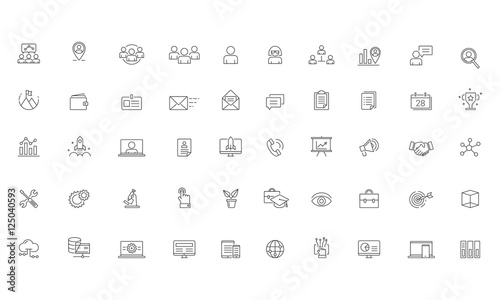 Business Services Software solutions Vector Line Icon Set