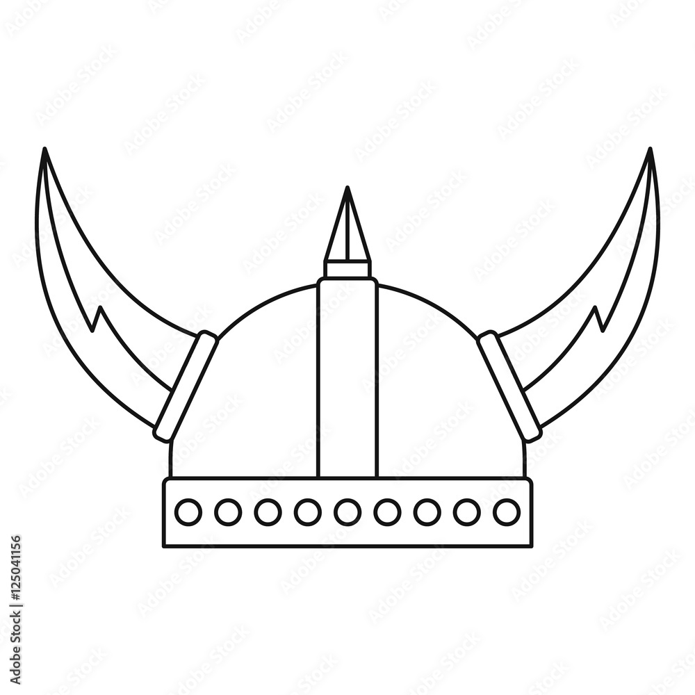 Viking helmet icon. Outline illustration of viking helmet vector icon for  web Stock Vector | Adobe Stock