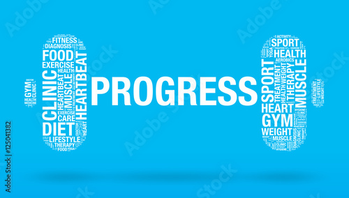 Progress word in dumbbell fitness concept vector illustration