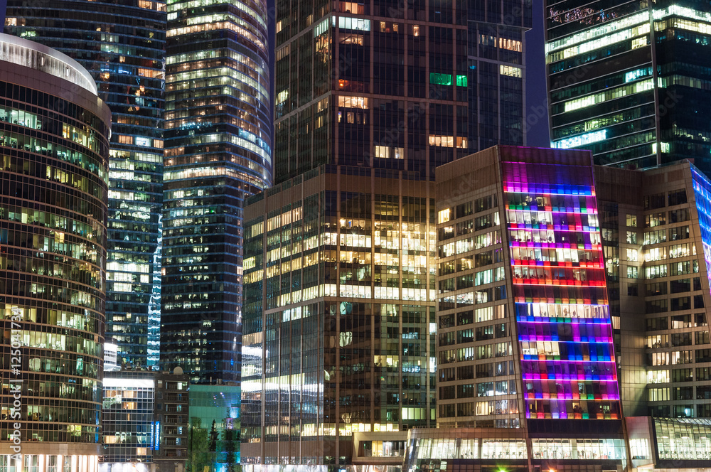 Night view of the Moscow International Business Center, also referred to as Moscow. Night view of the Moscow International Business Center, also referred to as Moscow.