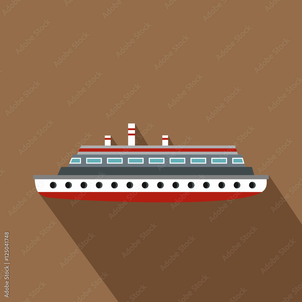 Long ship icon. Flat illustration of long ship vector icon for web
