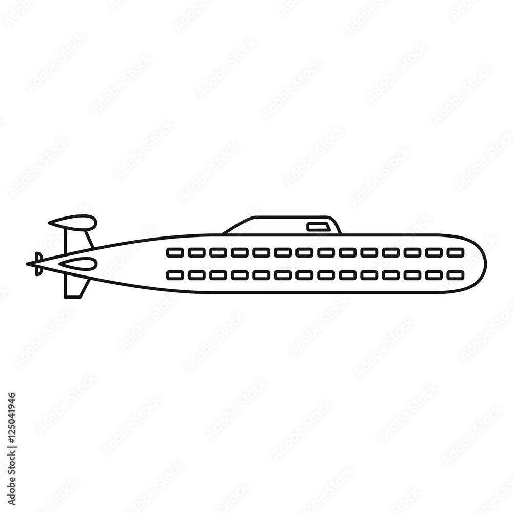 Submarine icon. Outline illustration of submarine vector icon for web