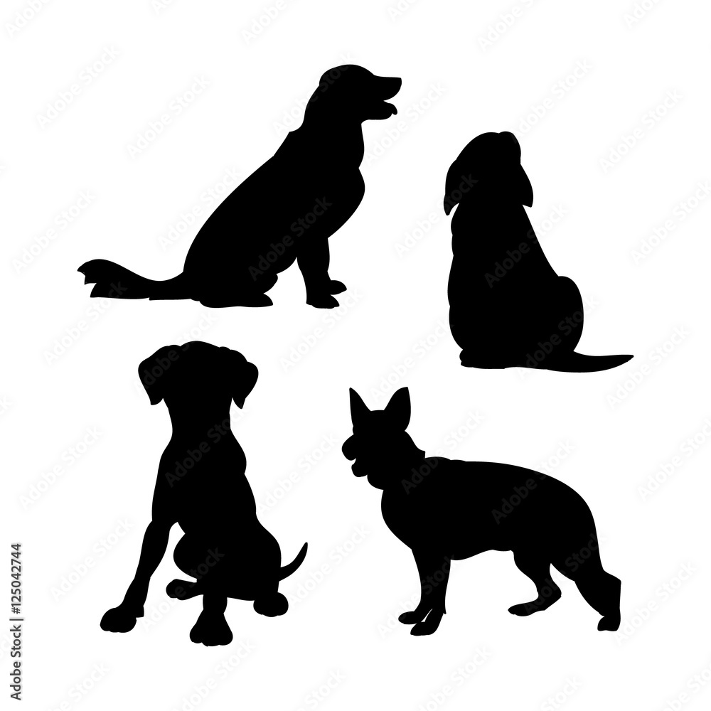 dog silhouette set vector