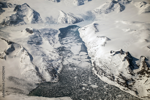 Aerial Greenland white glacier landscape mountains 2 © CL-Medien