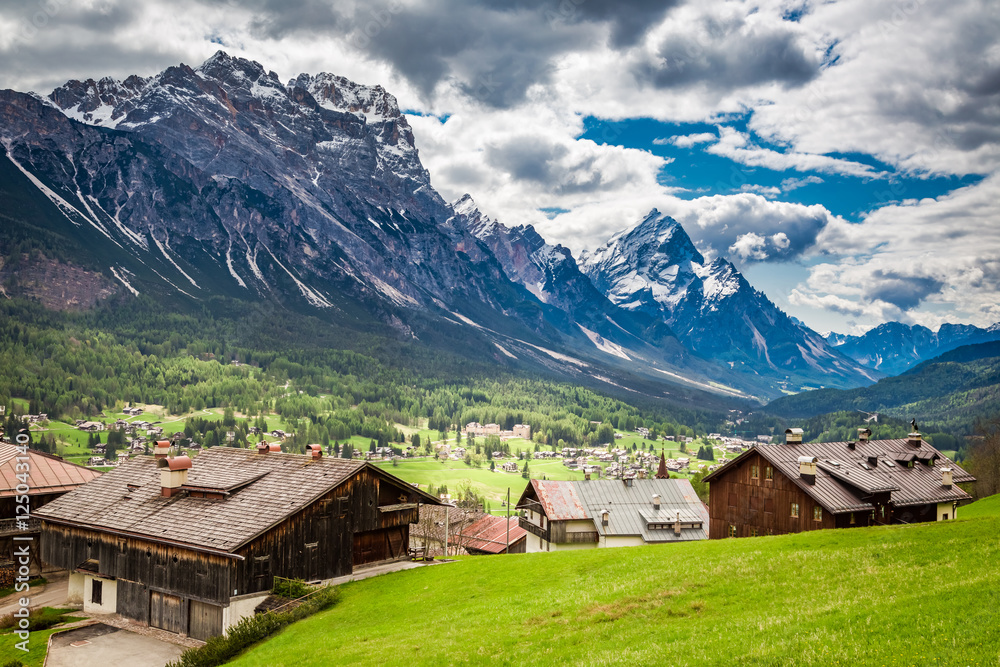 Stunning view to Cortina di Ampezzo, Dolomites, Italy
